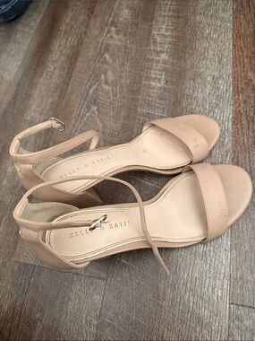Kelly & Katie Blush Nude Ankle-Strap Block Heels